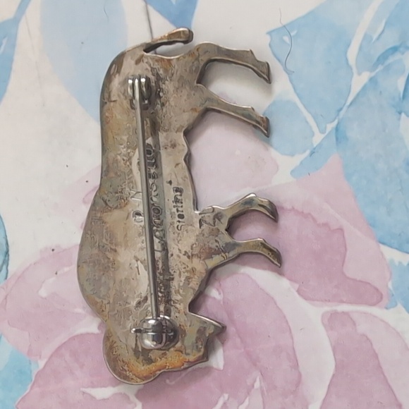 Sterling Silver Zuni Buffalo Pin - Picture 2 of 4